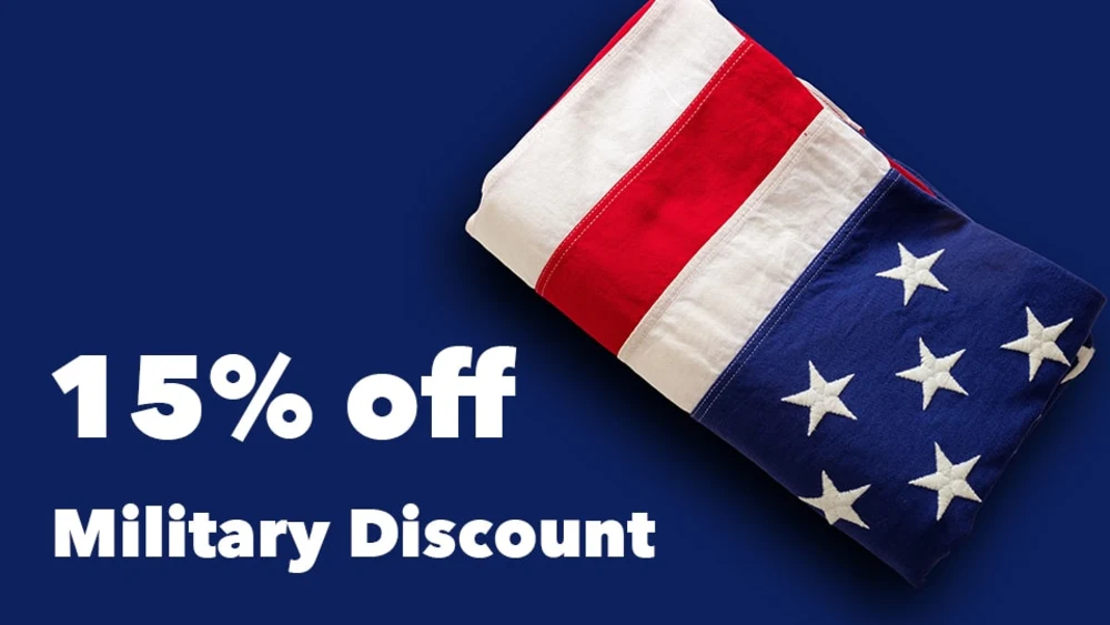 A folded US flag — the military discount at Bond’s