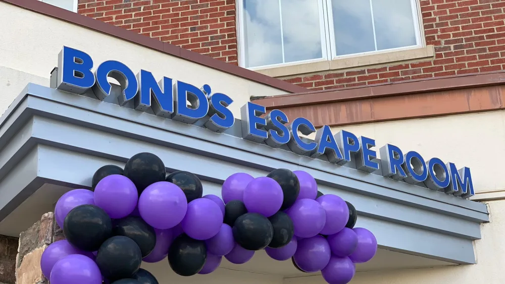 The Bond's Escape Room sign above the entrance