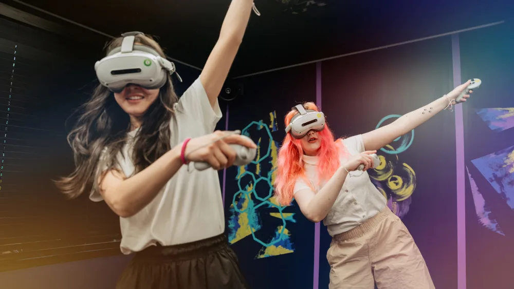 Players in the free-roam VR arena at Bond's Fairfax, photo 3