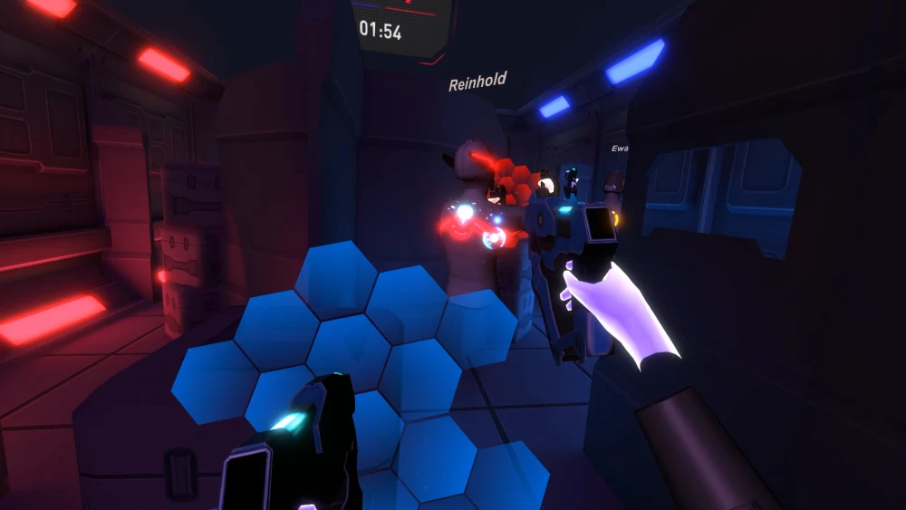 Two players going head to head in a PvP VR match